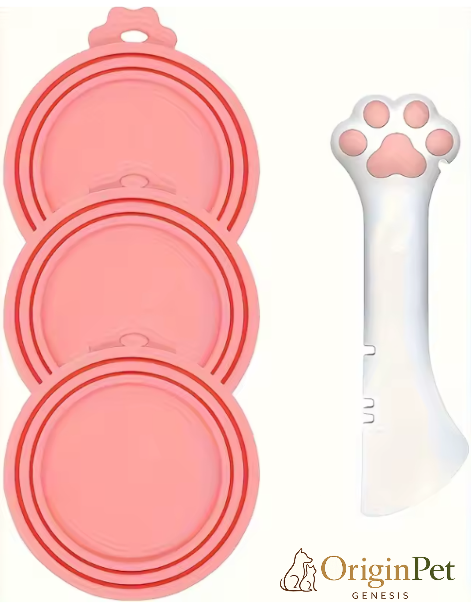 Stay-Fresh Silicone Can Lids + Paw Spoon Set — For Dogs & Cats