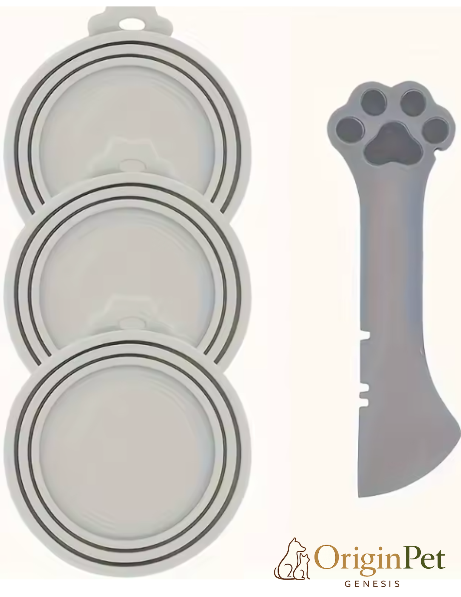 Stay-Fresh Silicone Can Lids + Paw Spoon Set — For Dogs & Cats
