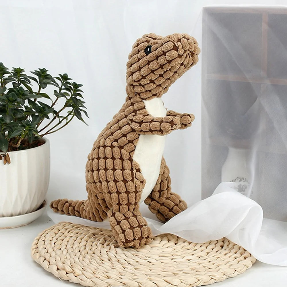Plush Dinosaur Dog Toy — Squeaky Stuffed Chew Toy for Dogs & Cats