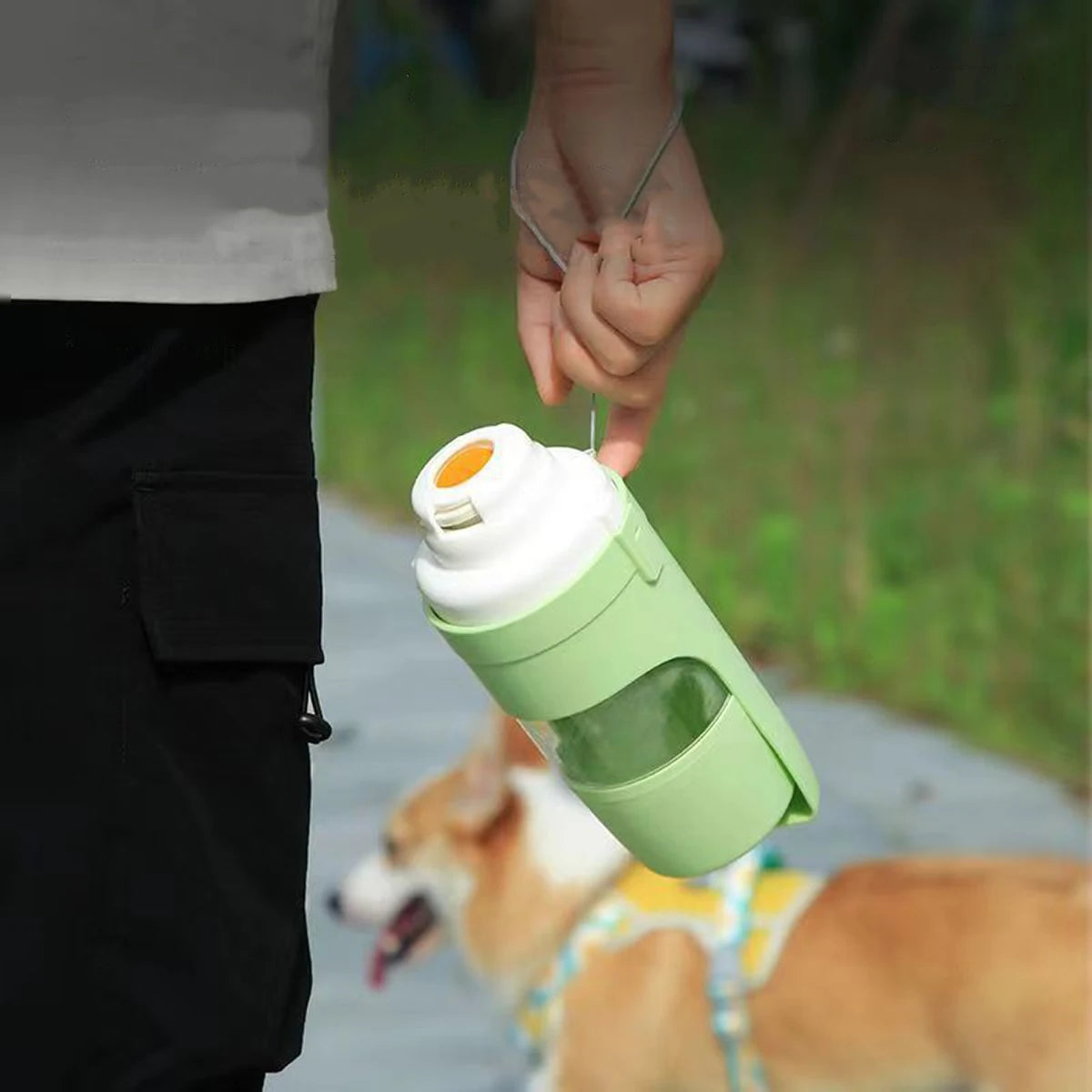 2-in-1 Portable Dog Water Bottle & Food Feeder — Perfect for Walks & Travel