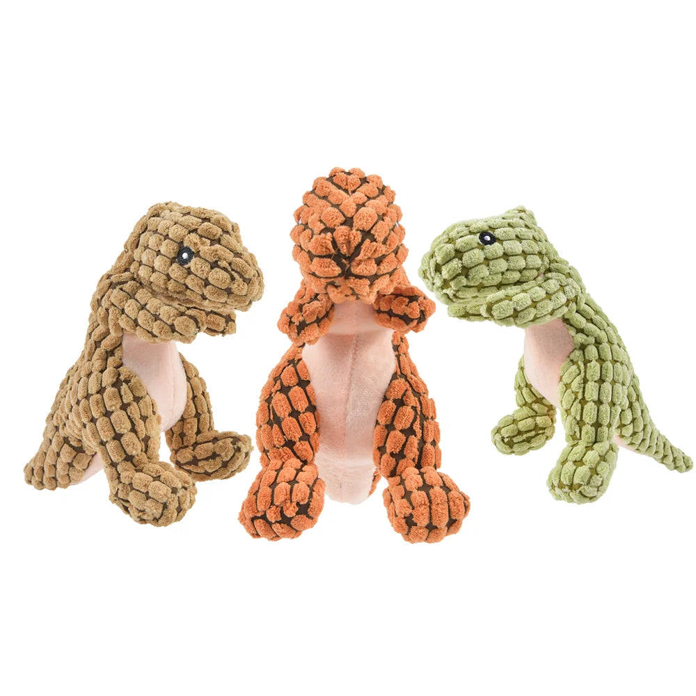 Plush Dinosaur Dog Toy — Squeaky Stuffed Chew Toy for Dogs & Cats
