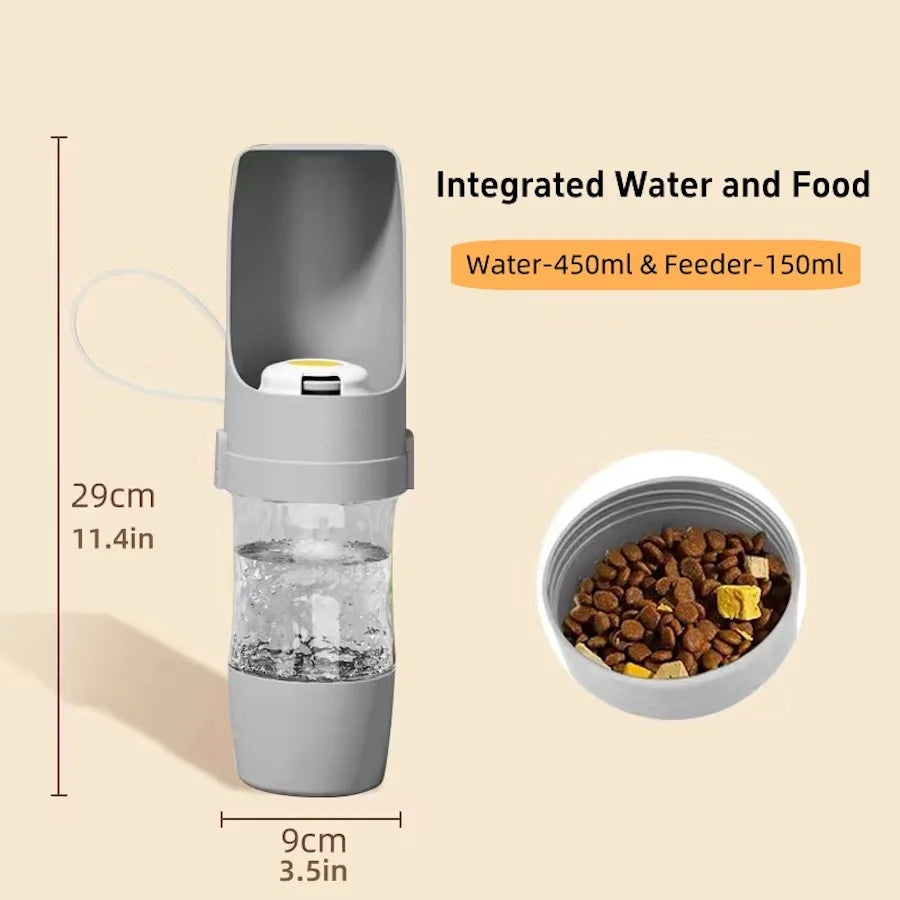 2-in-1 Portable Dog Water Bottle & Food Feeder — Perfect for Walks & Travel