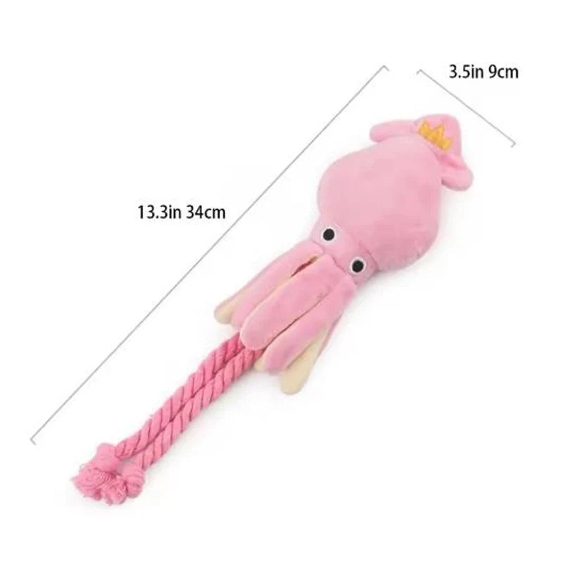 Squeaky Plush Octopus Dog Toy — Interactive Cotton Rope Chew Toy for Dogs & Cats
