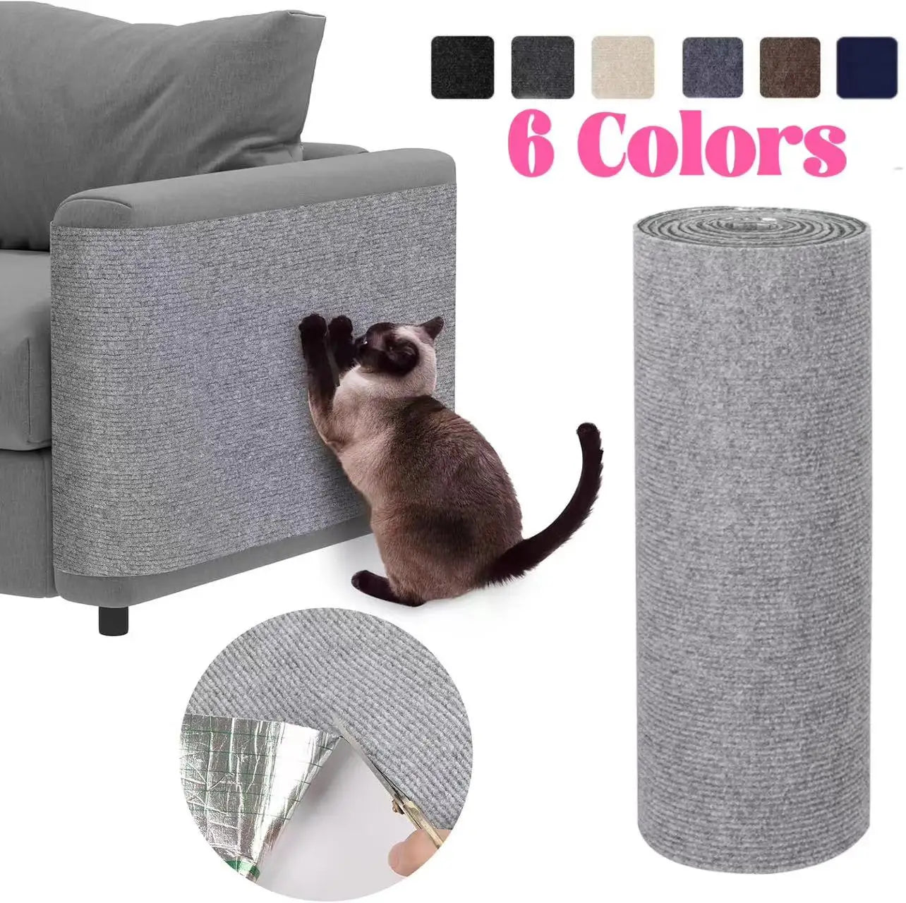 Cut-to-Size Cat Scratch Protector Mat — Self-Adhesive Furniture Guard