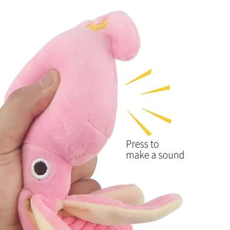 Squeaky Plush Octopus Dog Toy — Interactive Cotton Rope Chew Toy for Dogs & Cats