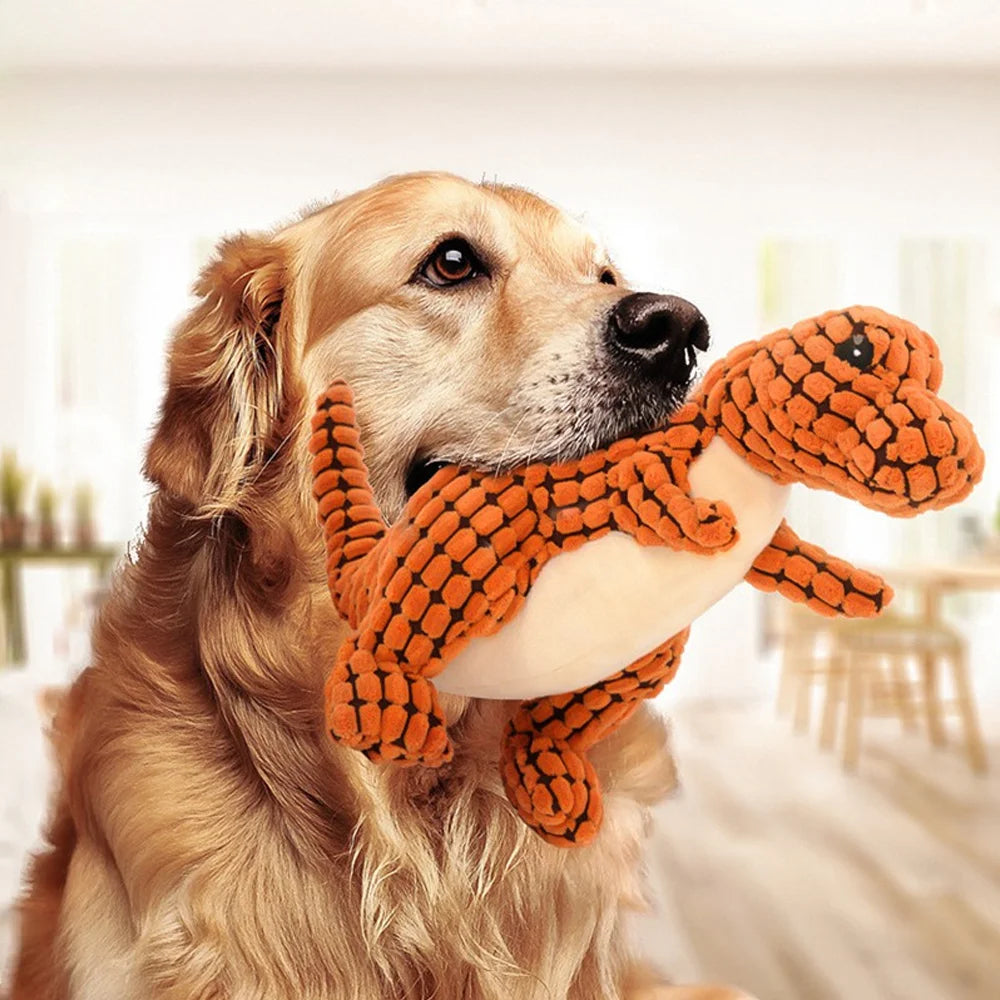 Plush Dinosaur Dog Toy — Squeaky Stuffed Chew Toy for Dogs & Cats