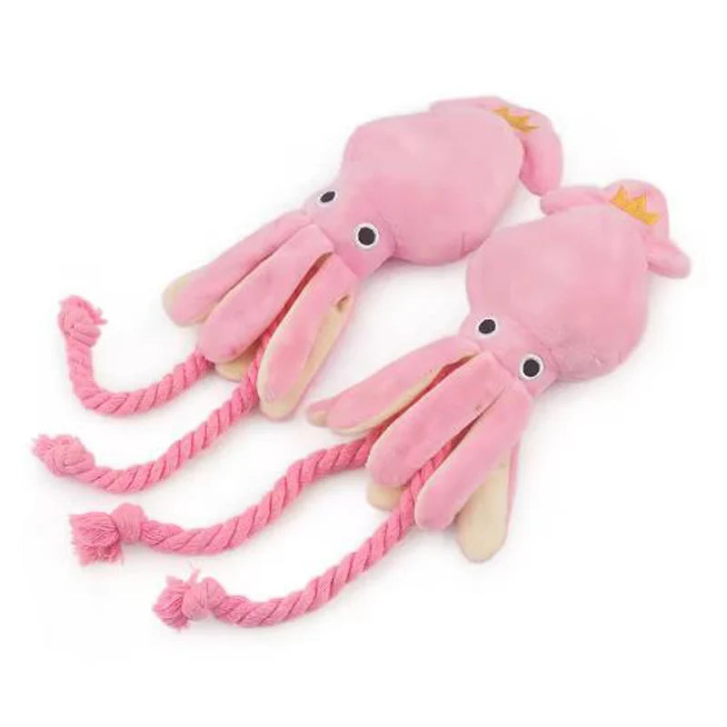 Squeaky Plush Octopus Dog Toy — Interactive Cotton Rope Chew Toy for Dogs & Cats