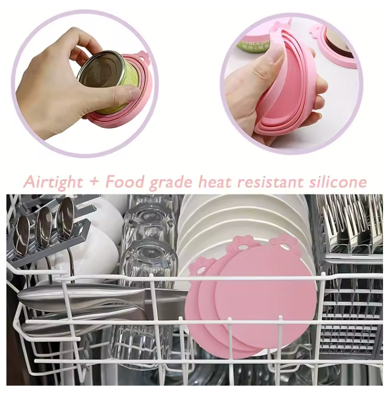 Stay-Fresh Silicone Can Lids + Paw Spoon Set — For Dogs & Cats
