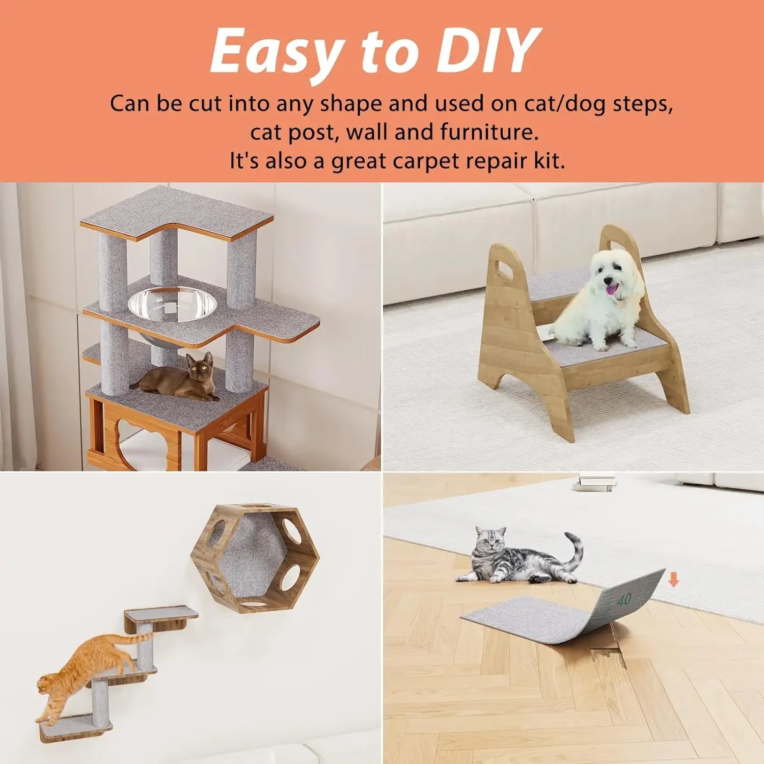 Cut-to-Size Cat Scratch Protector Mat — Self-Adhesive Furniture Guard